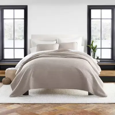 Juego De Edredón De Punto De Rayas Casual Comfort - Latte Talla Única | 196901018319 TRG180110118