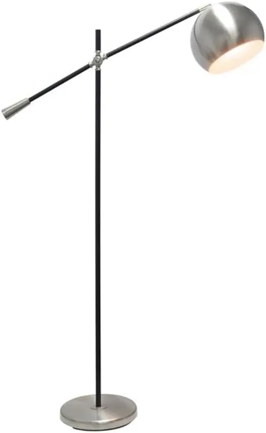 Lámpara De Pie Giratoria Decorativa Lalia Home En Negro Mate Con Pantalla Interior Blanca Y Níquel Cepillado | 810241020312 TRG178558598