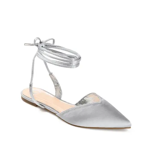 [Journee Collection Womens Theia Pointed Toe Ballet Flats - Silver 8 1/2 Medium] Bailarinas De Punta Puntiaguda Theia Para Mujer De La Colección Journee - Plateadas, Talla 8 1/2 Medianas | 194593730762 TRG188372333