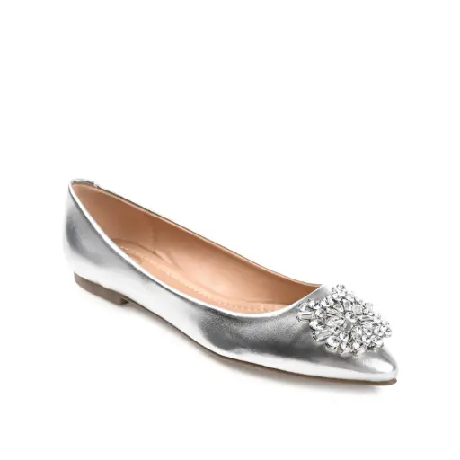 [Journee Collection Womens Renzo Pointed Toe Ballet Flats - Silver 8 Medium] Bailarinas Renzo De Punta Puntiaguda Para Mujer De La Colección Journee - Plateado, Talla 8 Mediana | 52574427486 TRG188552249