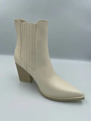 [Mia Girl Womens Marita Stacked Heel Chelsea Boots - BONE 8 MEDIUM] Botas Chelsea De Tacón Alto Marita Para Mujer De Mia Girl - Hueso 8 Mediano | 196628347471 TRG188382048