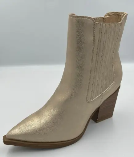 [Mia Girl Womens Marita Stacked Heel Chelsea Boots - GOLD 7 1/2 MEDIUM] Botas Chelsea De Tacón Apilado Marita Para Mujer De Mia Girl - Dorado 7 1/2 Mediano | 196628347570 TRG187601267