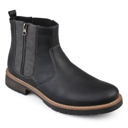 [Vance Co Mens Pratt Flat Heel Chelsea Boots - BLACK 13 WIDE] Botas Chelsea De Tacón Plano Pratt Para Hombre De Vance Co. - Negro, 13 Ancho | 52574652826 TRG187862952