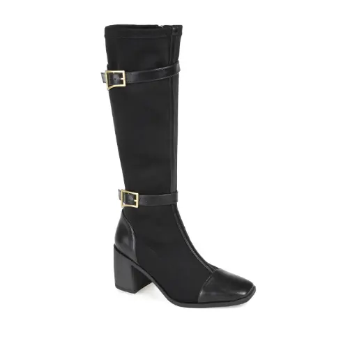[Journee Collection Womens Gaibree Stacked Heel Riding Boots - BLACK 10 MEDIUM] Botas De Montar Con Tacón Apilado Gaibree Para Mujer De Journee Collection - Negro 10 Mediano | 52574988789 TRG187804145