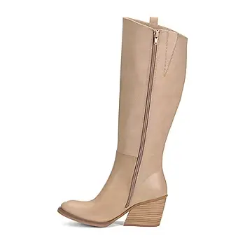 [Korks Womens Harley Stacked Heel Riding Boots - CREAM 7 1/2 MEDIUM] Botas De Montar Con Tacón Apilado Harley Para Mujer De Korks - Crema 7 1/2 Mediano | 192466635718 TRG188552037