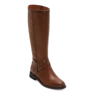 [Frye And Co . Womens Gaylin Stacked Heel Riding Boots - COGNAC 8 1/2 WIDE] Botas De Montar Gaylin De Tacón Alto Para Mujer De Frye & Co. - Coñac, 8 1/2 De Ancho | TRG192763988