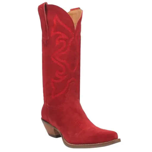 [Dingo Women's Out West Stacked Heel Cowboy Boots - Red 9 1/2 Medium] Botas Vaqueras De Tacón Alto Dingo Out West Para Mujer - Rojo, Talla 9 1/2 Mediana | 887520321354 TRG187862736
