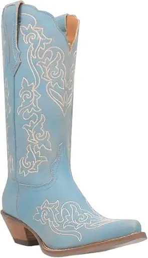 [Dingo Womens Flirty N' Fun Block Heel Cowboy Boots - BLUE 7 1/2 MEDIUM] Botas Vaqueras Dingo Con Tacón De Bloque, Coquetas Y Divertidas, Para Mujer - Azul 7 1/2 Mediano | 887520401698 TRG188552488