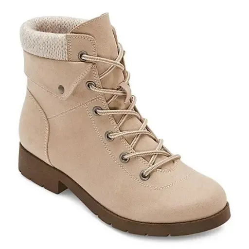 [St. John`S Bay St. John's Bay Womens Yumma Stacked Heel Lace Up Boots - SAND 7 MEDIUM] Botas Yumma Con Tacón Apilado Y Cordones Para Mujer De St. John'S Bay - Arena 7 Mediano | R1N0000007W1R6 TRG188377055