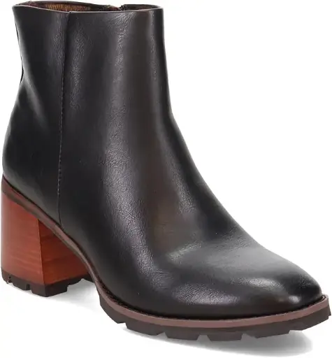 [Korks Womens Chandler Stacked Heel Booties - BLACK 8 1/2 MEDIUM] Botines De Tacón Apilado Chandler Para Mujer De Korks - Negro 8 1/2 Mediano | 192466453824 TRG187862558