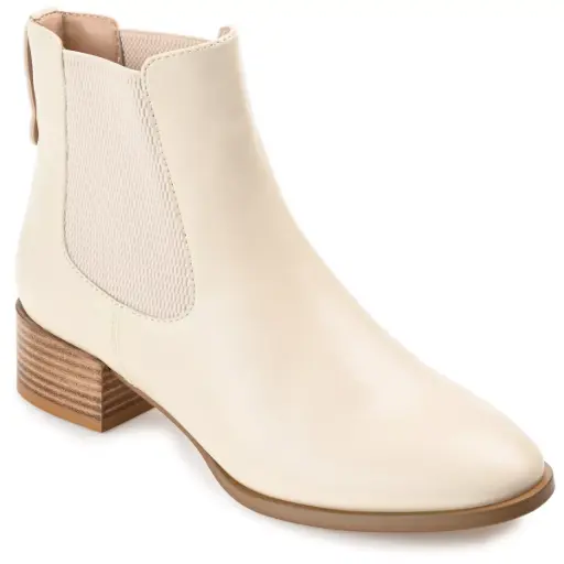[Journee Collection Womens Chayse Stacked Heel Booties - OFF WHITE 7 MEDIUM] Botines De Tacón Apilado Chayse Para Mujer De La Colección Journee - Blanco Rojo 7 Mediano | TRG191574843
