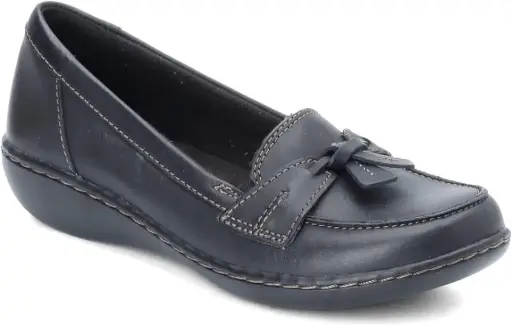[Clarks Of England Clarks Womens Ashland Bubble Loafers - BLACK 7 1/2 WIDE] Clarks Of England Clarks Ashland Mocasines De Burbuja Para Mujer - Negro 7 1/2 Ancho | TRG185046917