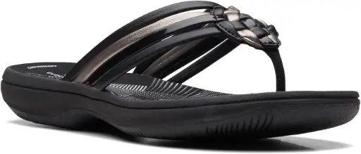 [Clarks Of England Clarks Womens Cloudsteppers Breeze Coral Flip-Flops - BLACK COMBI 8 MEDIUM] Clarks Of England Clarks Cloudsteppers Breeze Coral Chanclas Para Mujer - Negro Combinado 8 Mediano | TRG188189700