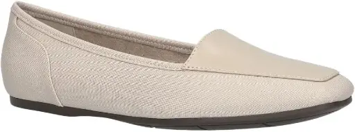 [Easy Street Womens Thrill Square Toe Slip-On Shoe - Oatmeal Linen Print 8 Wide] Easy Street Thrill - Zapato Sin Cordones Con Punta Cuadrada Para Mujer - Estampado De Lino Color Avena, 8 De Ancho | 196371315758 TRG188552756