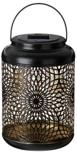 [Glitzhome 8.75" Cutout Solar Powered Outdoor Lantern - BLACK ONE SIZE] Farol Solar Glitzhome De 22 Cm Para Exteriores - Talla Única, Color Negro | 6941327140335 TRG188117581