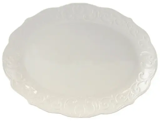 [Gibson Embossed Stoneware Serving Platter 975100746M - WHITE ONE SIZE] Fuente De Servir De Cerámica Repujada Gibson 975100746M - Blanca, Tamaño Único | 85081401755 TRG187999842