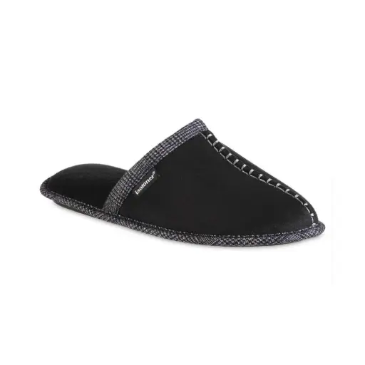 [Isotoner MSUEDE TITUS SCUFF - Black Large] Isotoner Msuede Titus Scuff - Negro Grande | 194194192266 TRG188381688