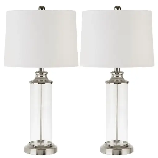 [510 Design Silver Clarity Glass Cylinder Table Lamp Set Of 2 - SILVER ONE SIZE] Juego De 2 Lámparas De Mesa Cilíndricas De Cristal Plateado 510 Design - Plateado | 86569026859 TRG189600080