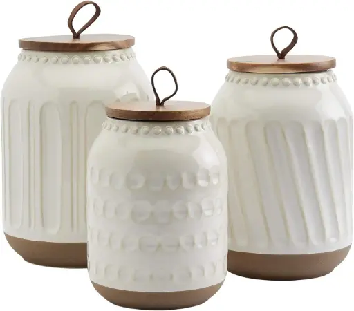 [Gallery Ziggy 3-Pc. Canister Set - WHITE ONE SIZE] Juego De 3 Botes Gallery Ziggy - Blanco | 48552610513 TRG185200349