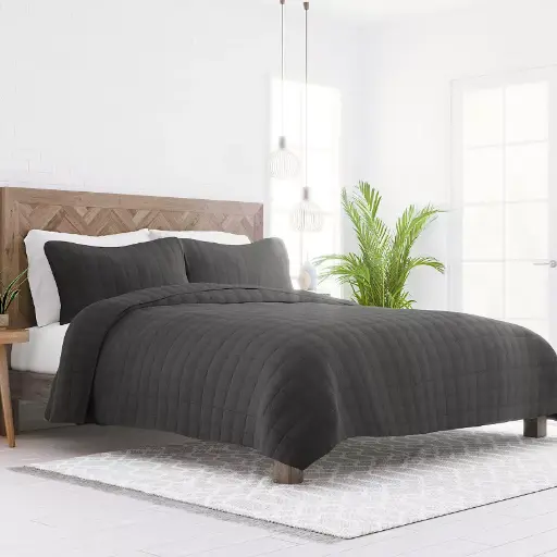[Casual Comfort Premium Ultra Soft Square Pattern Quilted Coverlet Set Gray - Twin] Juego De Edredón Acolchado Casual Comfort Premium Ultra Soft Con Estampado De Cuadros, Gris - Individual | 816651024919 TRG178089459