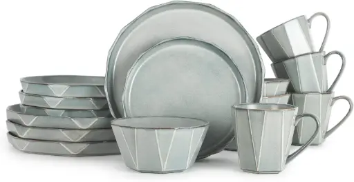 [Table 12 Stonewashed 16-Pc. Stoneware Dinnerware Set TD16Y50S - GRAY ONE SIZE] Juego De Vajilla De Gres Lavada A La Piedra Table 12 De 16 Piezas Td16Y50S - Gris | 810064691508 TRG187994245