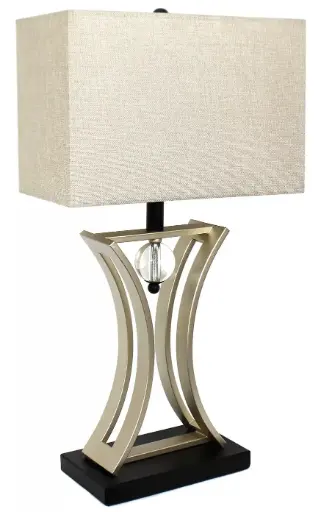 [Regency 28.25 in. Brushed Chrome and Black Conference Room Hourglass Shape Pendulum Table Lamp] Lámpara De Mesa Con Péndulo Regency De 28,25 Pulgadas En Cromo Cepillado Y Negro Con Forma De Reloj De Arena Para Sala De Conferencias | 810241020619 TRG186477705