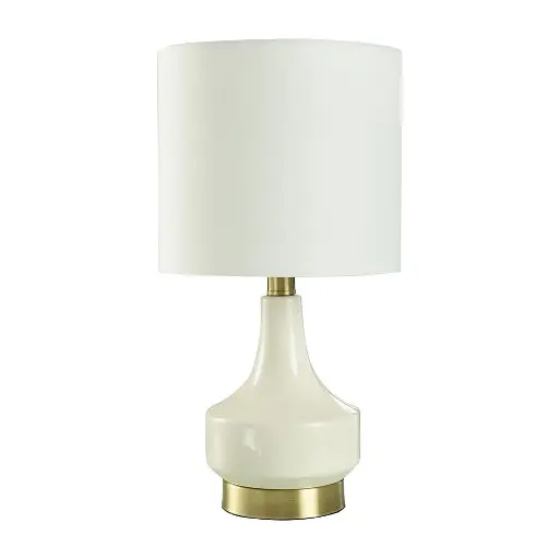 [Collective Design By Stylecraft Ivory Gourd With Brass Table Lamp TL17700JCADS - IVORY ONE SIZE] Lámpara De Mesa De Calabaza Marfil Con Latón, Diseño Colectivo De Stylecraft, Tl17700Jcads - Marfil | 720354304141 TRG189592494