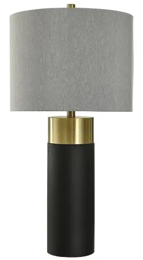 [Collective Design By Stylecraft Black Cement And Brass Table Lamp TL332559JCDS - MATTE STONE BLACK ONE SIZE] Lámpara De Mesa De Cemento Negro Y Latón De Collective Design By Stylecraft Tl332559Jcds - Negro Piedra Mate | 720354304813 TRG190420003