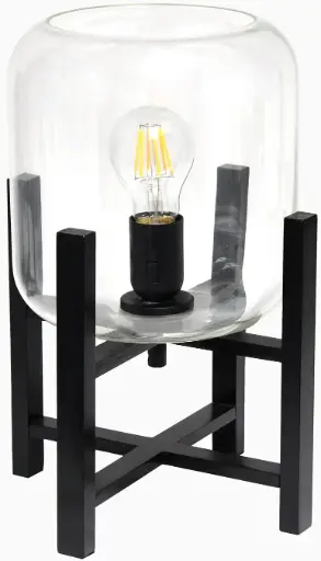 [Asstd National Brand Black Wood Mounted Lamp With Clear Glass Glass Table Lamp - CLEAR BLACK ONE SIZE] Lámpara De Mesa De Madera Negra Con Vidrio Transparente, Marca Nacional, Surtido. | 810241029612 TRG188051533