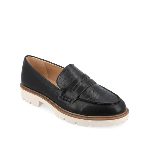 [Journee Collection Womens Kenly Loafers - BLACK 6 1/2 WIDE] Mocasines Kenly Para Mujer De La Colección Journee - Negro 6 1/2 Ancho | TRG192807466