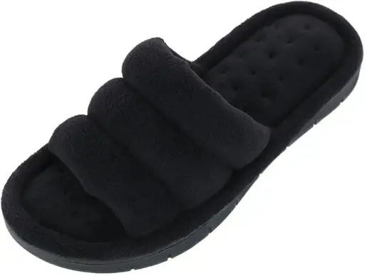 [Isotoner Womens Slip-On Slippers - Black 7] Pantuflas Isotoner Para Mujer - Negro 7 | 194194083496