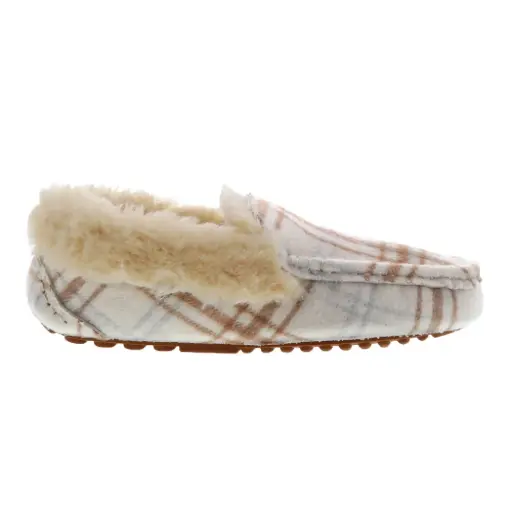 [Lamo Womens Moccasin Slippers - CREAM PLAID 11] Pantuflas Tipo Mocasín Para Mujer Lamo - Cuadros Crema 11 | 883139325660 TRG187603328
