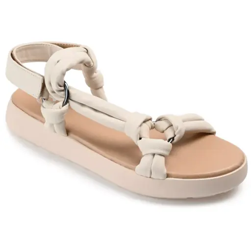 [Journee Collection Womens Marri Strap Sandals - OFF WHITE 7 1/2 MEDIUM] Sandalias Con Tiras Marri Para Mujer De La Colección Journee - Blanco Rojo 7 1/2 Mediano | TRG192804491