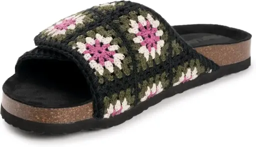 [Muk Luks Womens Gigi Crochet Slide Sandals - BLACK 9 MEDIUM] Sandalias De Crochet Gigi Para Mujer De Muk Luks - Negro 9 Mediano | 33977648913 TRG188556694