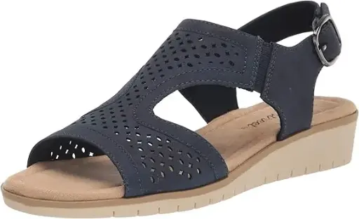 [Easy Street Womens Alba Wedge Sandals - NAVY 10 NARROW] Sandalias De Cuña Alba Para Mujer De Easy Street - Azul Marino 10 Estrecho | 196371261055 TRG187601203