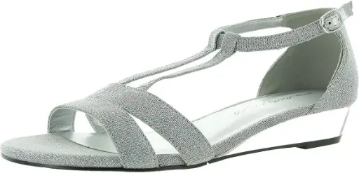 [Easy Street Womens Alora Wedge Sandals - Silveglitermetalic SILVE GLITER METALIC 7 MEDIUM] Sandalias De Cuña Alora Para Mujer Easy Street - Silveglitermetalic Silve Gliter Metalic 7 Medium | 196371551361 TRG187860965