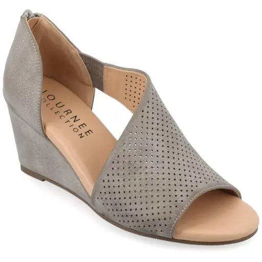[Journee Collection Womens Aretha Wedge Sandals - GREY 9 MEDIUM] Sandalias De Cuña Aretha Para Mujer De La Colección Journee - Gris 9 Mediano | 194593648142 TRG187602843