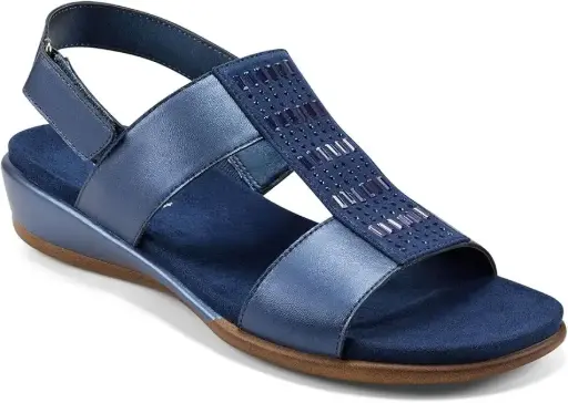 [Easy Spirit Womens Hazel Wedge Sandals - COBALT INDIGO 7 1/2 WIDE] Sandalias De Cuña Color Avellana Easy Spirit Para Mujer - Índigo Cobalto, 7 1/2 Ancho | TRG185045484