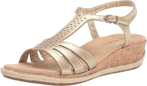 [Easy Street Womens Dorinda Wedge Sandals - GOLD 7 MEDIUM] Sandalias De Cuña Dorinda Para Mujer De Easy Street - Dorado 7 Mediano | TRG191576004
