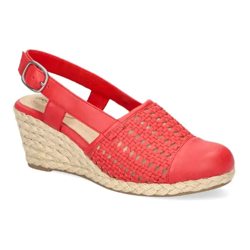[Easy Street Womens Taffy Wedge Sandals - RED 9 MEDIUM] Sandalias De Cuña Easy Street Para Mujer - Rojo 9 Mediano | 196371485963 TRG188552754