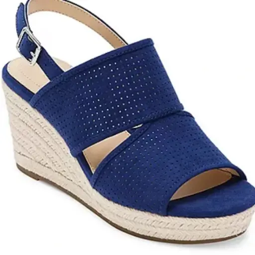 [Liz Claiborne Womens Hatcher Wedge Sandals - NAVY 12 MEDIUM] Sandalias De Cuña Hatcher Para Mujer De Liz Claiborne - Azul Marino 12 Mediano | R1N00000082Aa6 TRG187862563