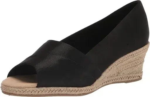[Easy Street Womens Jasper Wedge Sandals - BLACK THAI SILK 9 MEDIUM] Sandalias De Cuña Jasper Para Mujer De Easy Street - Seda Tailandesa Negra 9 Mediano | 196371195817 TRG187600984