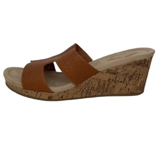 [St. John`S Bay St. John's Bay Womens Lainey Wedge Sandals - NATURAL CROSS DYE 6 MEDIUM] Sandalias De Cuña Lainey Para Mujer De St. John'S Bay - Tinte Natural Cruzado, Talla 6 Mediana | 198272025620 TRG187798909