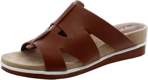 [Easy Street Womens Mauna Wedge Sandals - COGNAC 9 1/2 EXTRA WIDE] Sandalias De Cuña Mauna Para Mujer De Easy Street - Cognac 9 1/2 Extra Anchas | 196371489275 TRG187799024