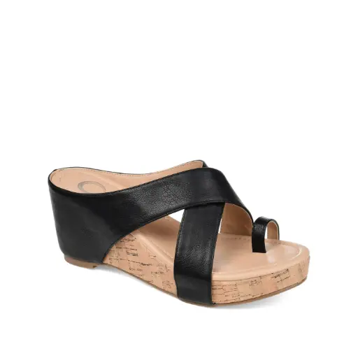 [Journee Collection Womens Rayna Wedge Sandals - BLACK 11 MEDIUM] Sandalias De Cuña Rayna Para Mujer De La Colección Journee - Negro 11 Mediano | TRG191575464