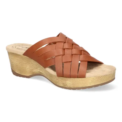 [Easy Works By Easy Street Womens Rosanna Wedge Sandals - COGNAC 9 1/2 EXTRA WIDE] Sandalias De Cuña Rosanna Para Mujer De Easy Works By Easy Street - Coñac, 9 1/2 Extra Anchas | 196371495399 187862856