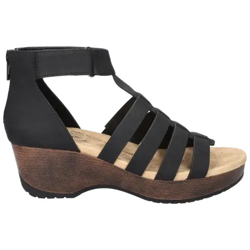 [Easy Works By Easy Street Womens Runa Wedge Sandals - BLACK 6 1/2 MEDIUM] Sandalias De Cuña Runa Para Mujer De Easy Works By Easy Street - Negro 6 1/2 Mediano | 196371497560 TRG187861468