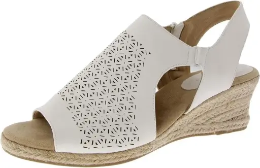 [Easy Street Womens Serena Wedge Sandals - WHITE 8 MEDIUM] Sandalias De Cuña Serena Para Mujer De Easy Street - Blanco 8 Mediano | TRG191580507