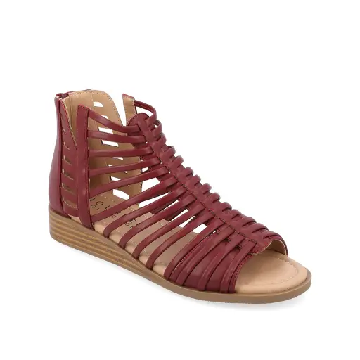 [Journee Collection Womens Delilah Gladiator Sandals - WINE 7 WIDE] Sandalias De Gladiador Delilah Para Mujer De La Colección Journee - Vino, Talla 7 De Ancho | TRG191580595