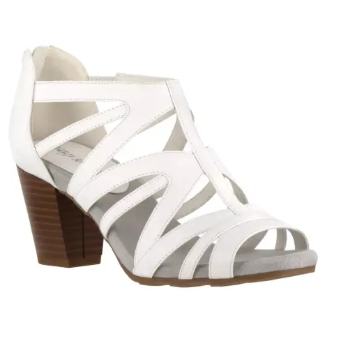 [Easy Street Womens Amaze Heeled Sandals - WHITE 6 WIDE] Sandalias De Tacón Amaze Para Mujer De Easy Street - Blancas, 6 Ancho | 885660972429 TRG187799015